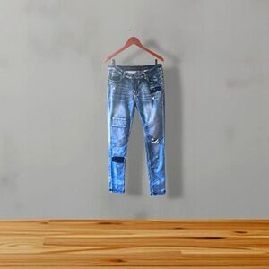VIP Women’s Distressed Ripped & Patched Denim Skinny Jeans Size 13/14